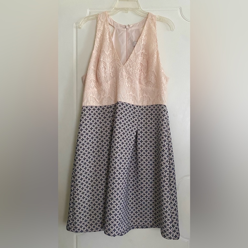 Adrianna Papell Lovely Lace and Satin Dress